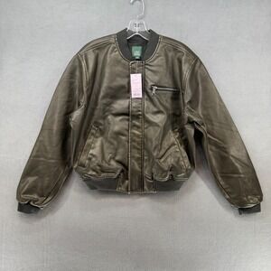 Wild Fable Responsible Style Bomber Jacket‎ Womens L Faux Leather Outerwear NWT